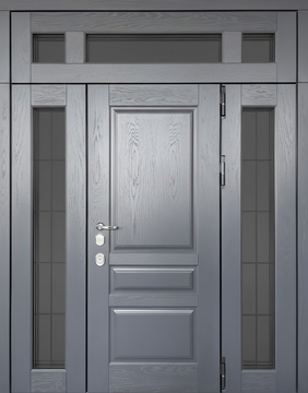 Входная группа с остеклением и терморазрывом, отделкой МДФ графит со шпоном Входная группа с остеклением и терморазрывом, отделкой МДФ графит со шпоном